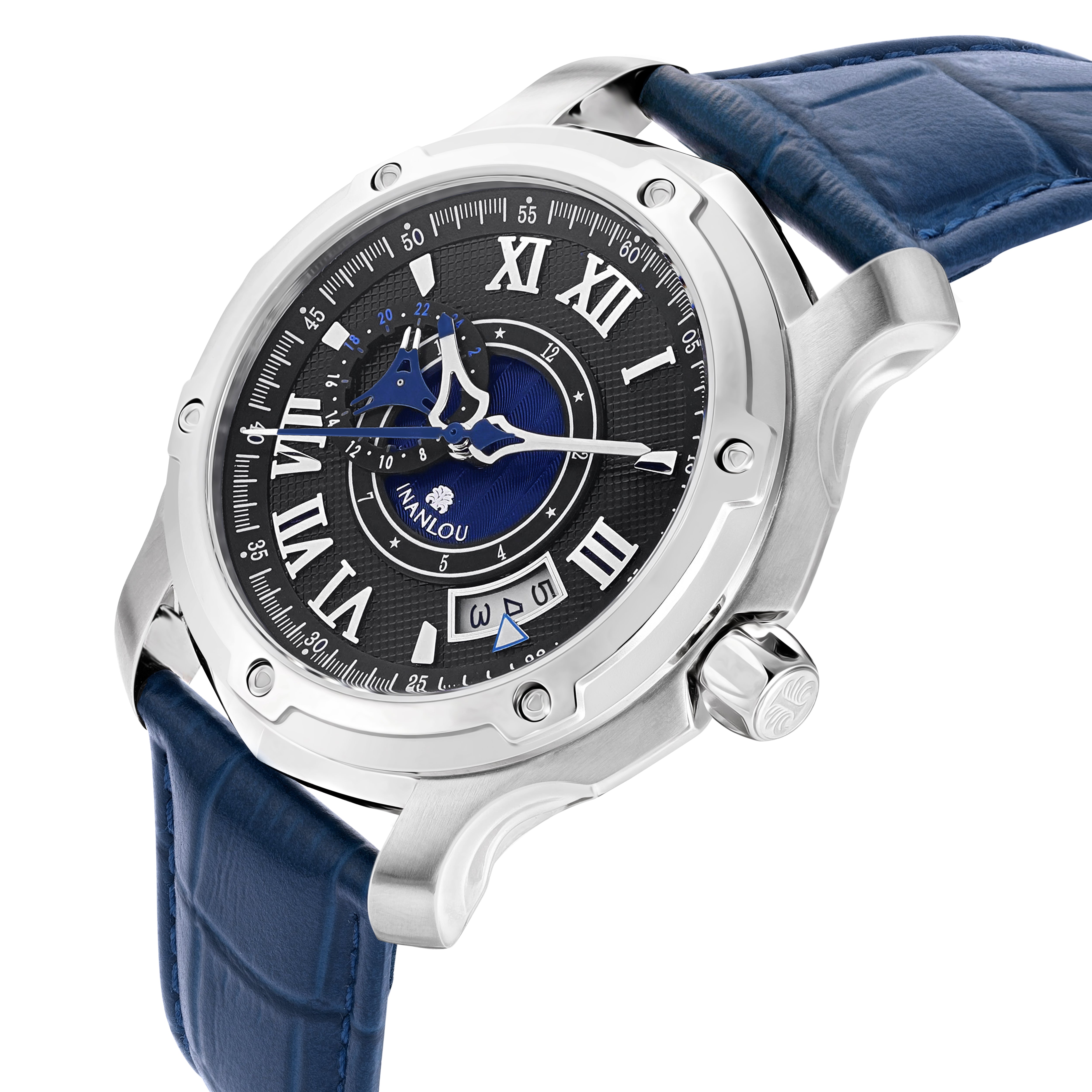 AI144 SPORT - BLACK DIAL / DARK BLUE LEATHER STRAP