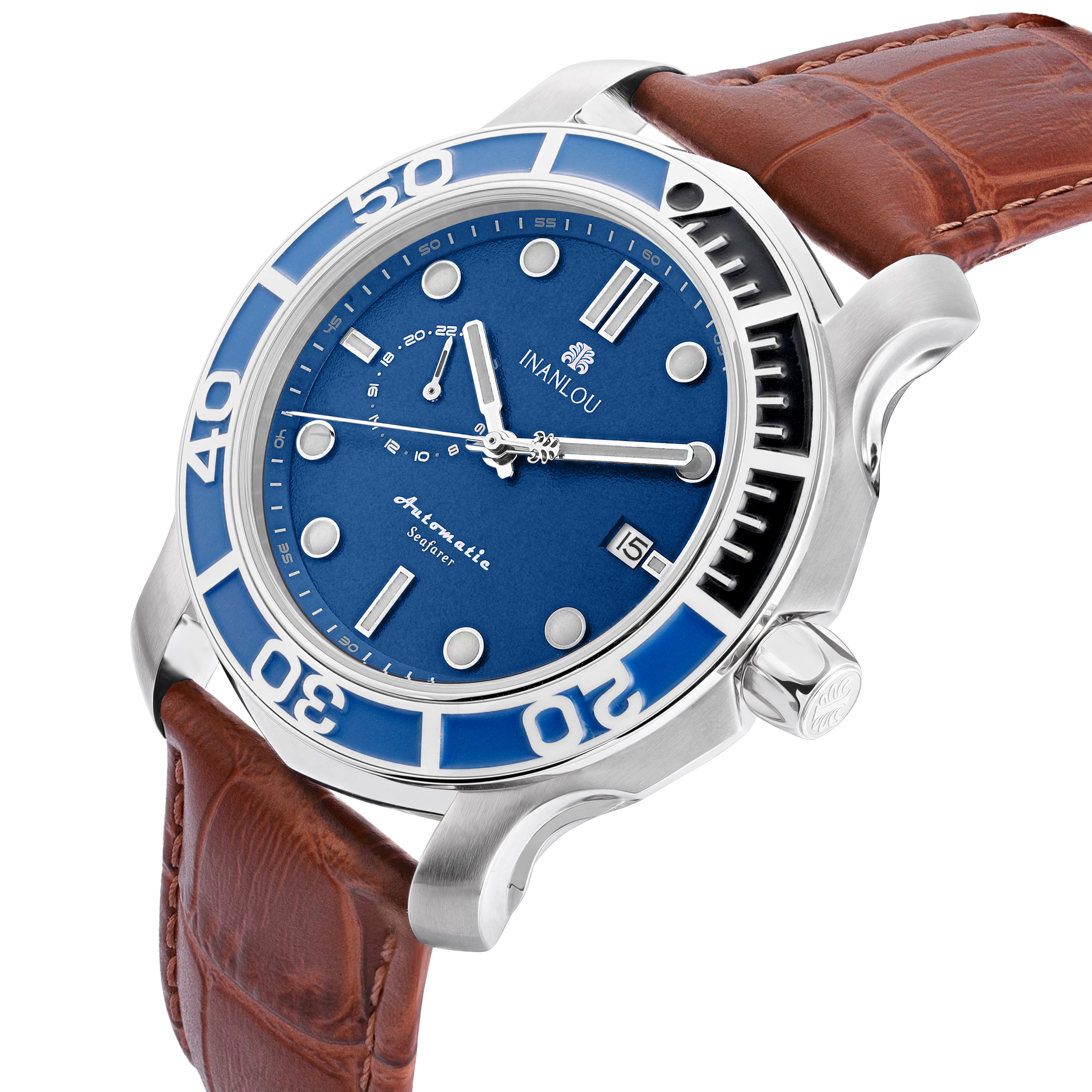 SEAFARER WATCH - BLUE DIAL / BROWN LEATHER STRAP – INANLOU WATCHES
